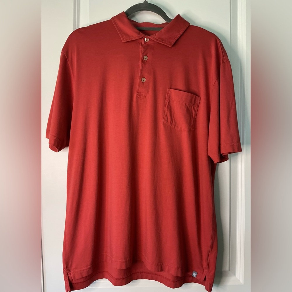 Peter Millar Men’s Pima Cotton Short Sleeve Polo Rust Orange Red Size M